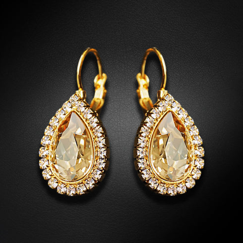 Auskarai "Debesų Lašas (Auksinė Šešėlis)" su Swarovski™ kristalais